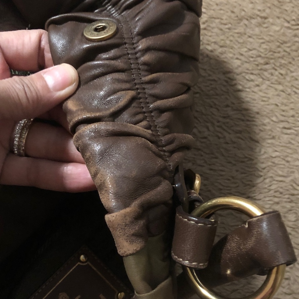 TODAY ONLY:Authentic Prada Brown Leather Canvas Shoulder Bag w/out Strap AS IS - Picture 13 of 14
